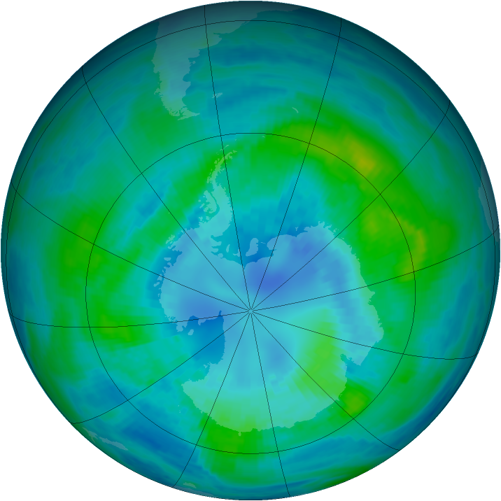 Antarctic ozone map for 07 April 1987